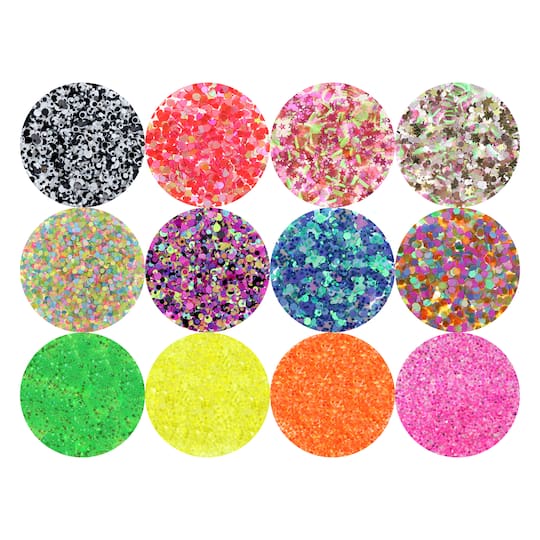 Black Light Reactive Mixed Glitter Shapes Pack by Creatology™